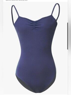 Dark Blue Ruched Front Camisole Ballet Leotard Bodysuit Size XL